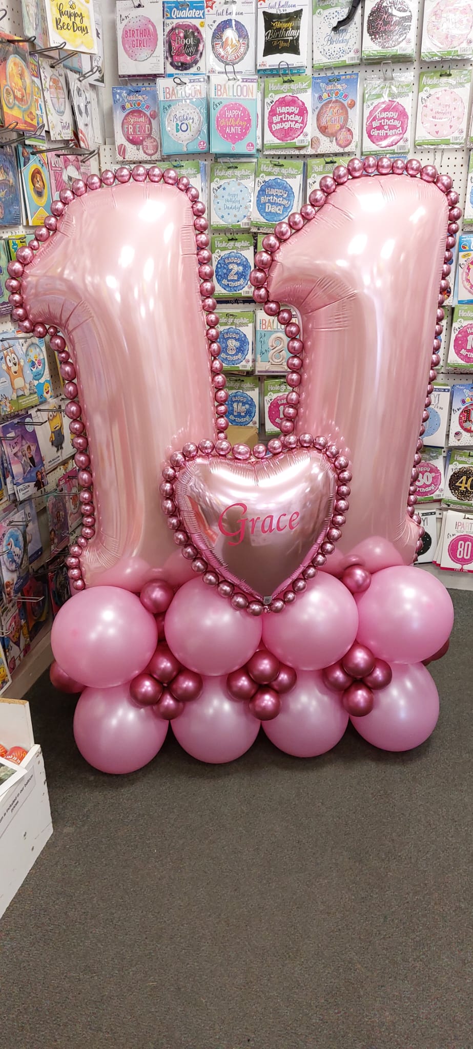 11th Birthday Pink Number Balloon Display