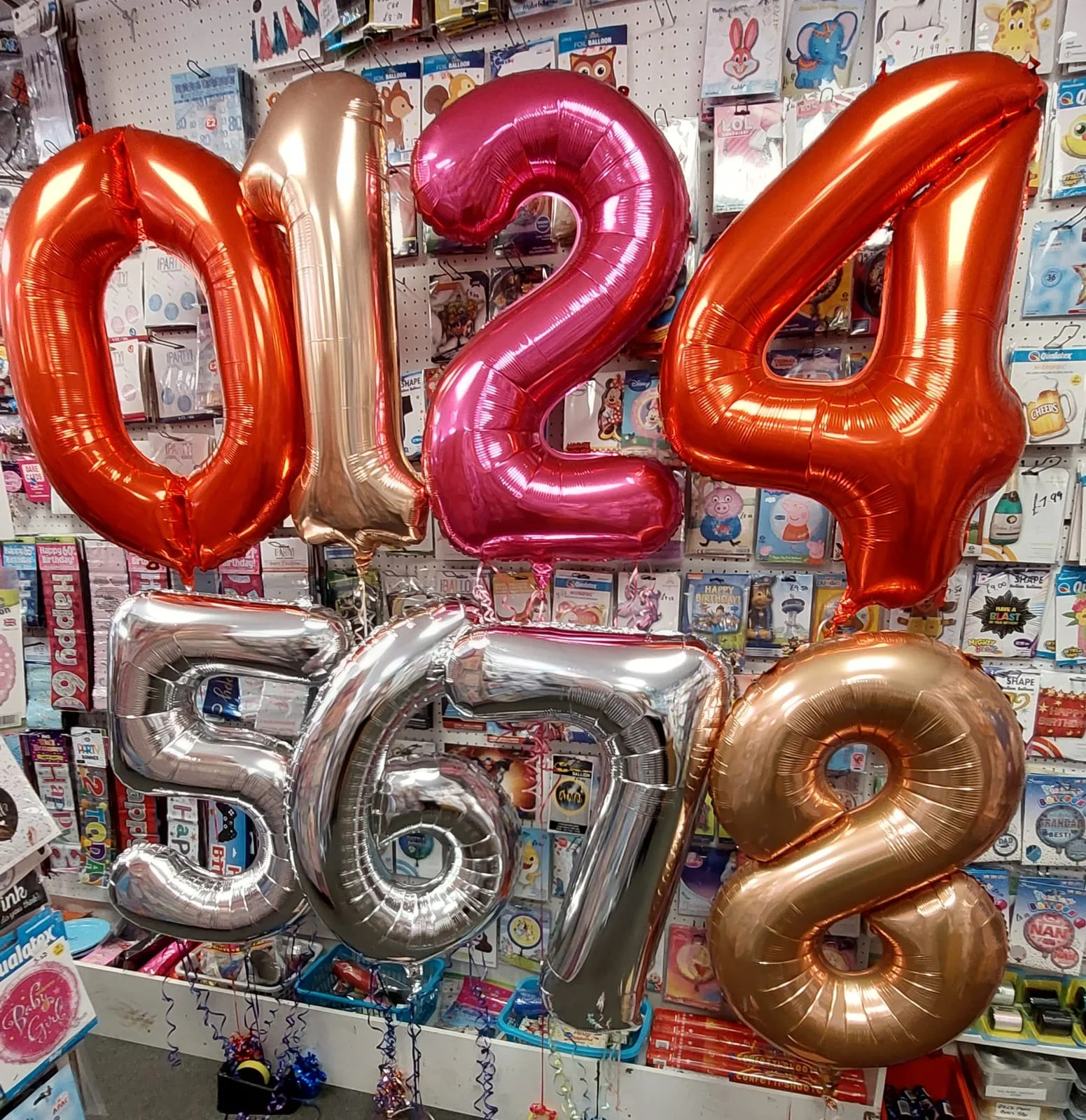 Jumbo Number Foil Balloons Colourful Display