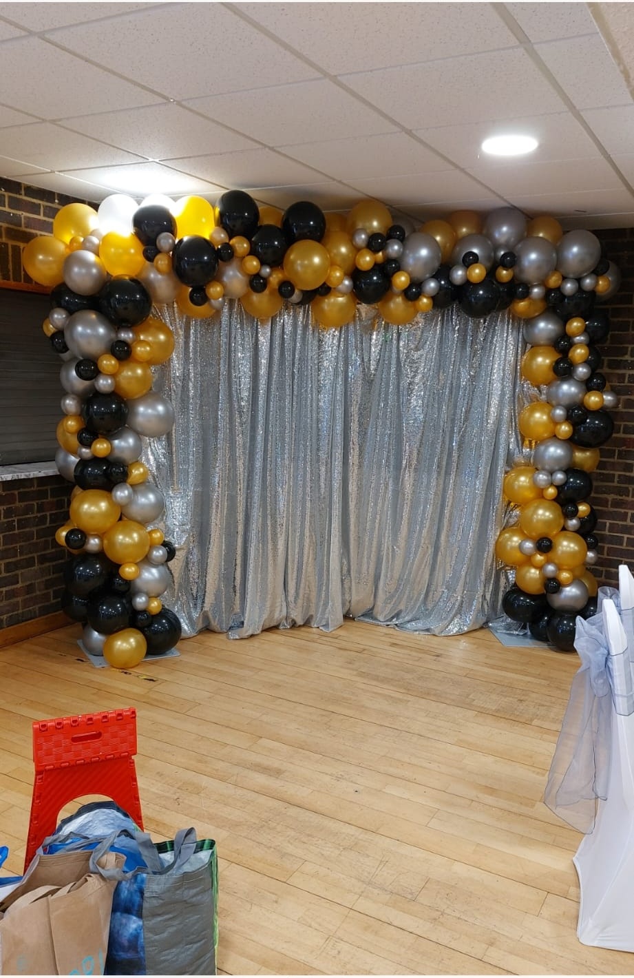 Gold and Black Balloon Arch Photo Backdrop